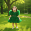 Green party frock for girls-M260181