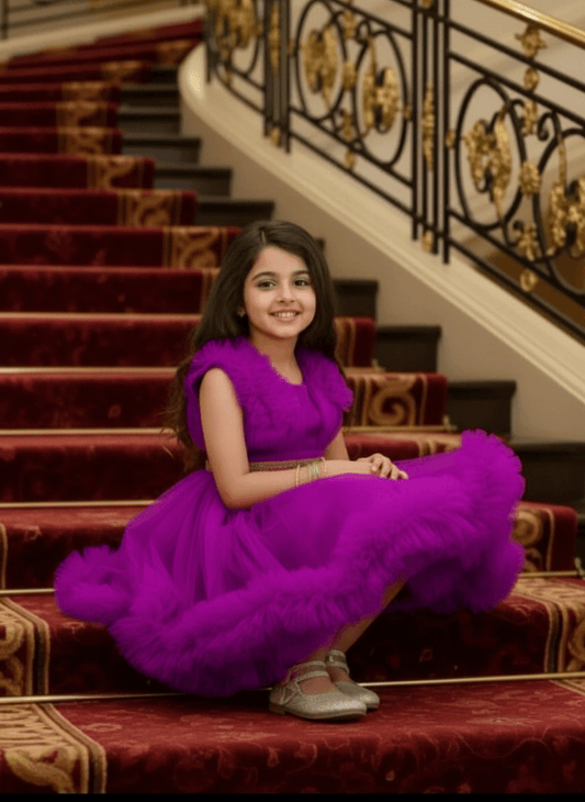 Girls Magenta knee length Party frock M260173