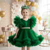 Green party frock for girls-M260186