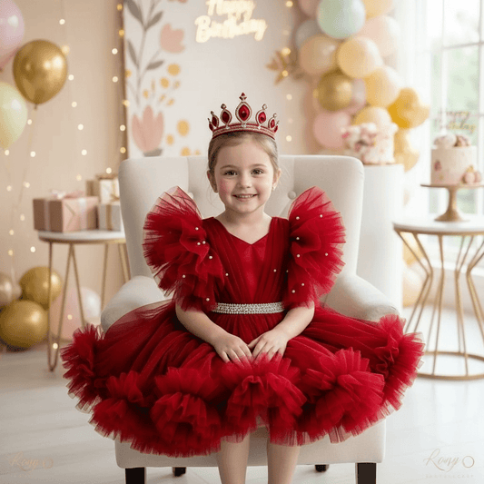 Red party frock for girls-M260192