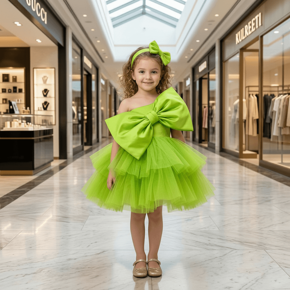 Green party frock for girls-M260202