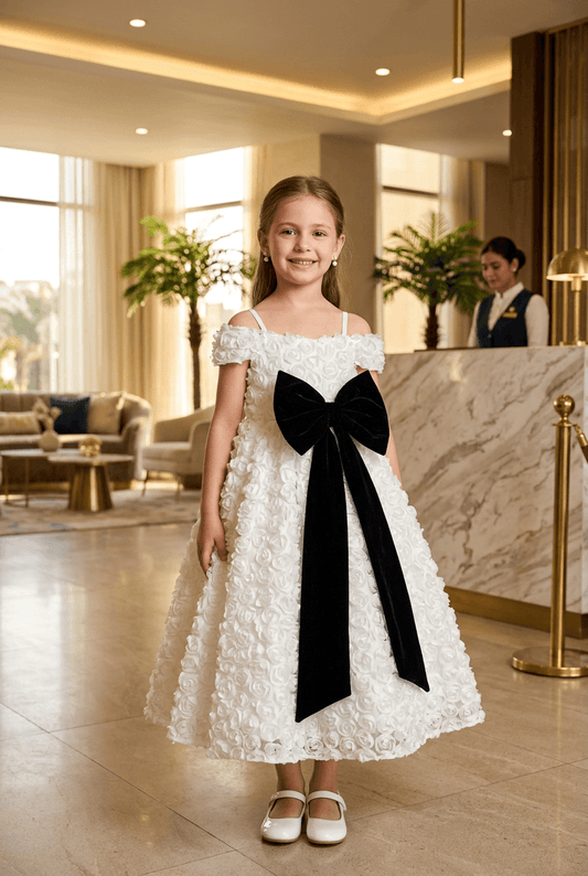White party frock for girls-M260207