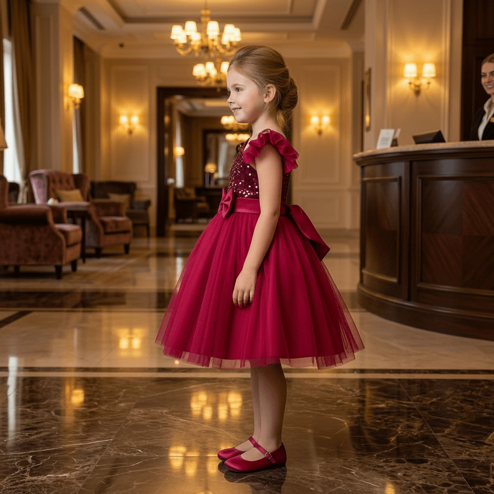 Magenta party frock for girls-M260213
