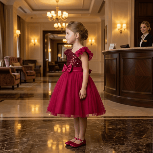 Magenta party frock for girls-M260213