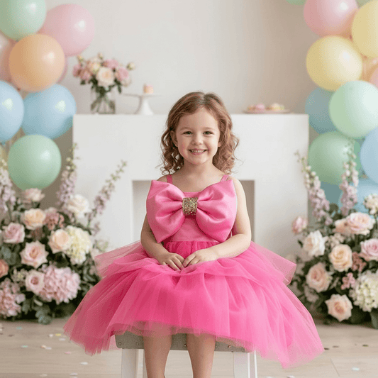 pink party frock for girls-M260216