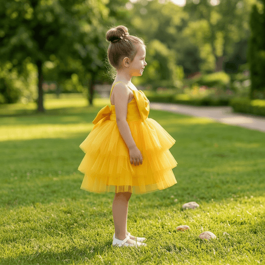 yellow party frock for girls-M260219