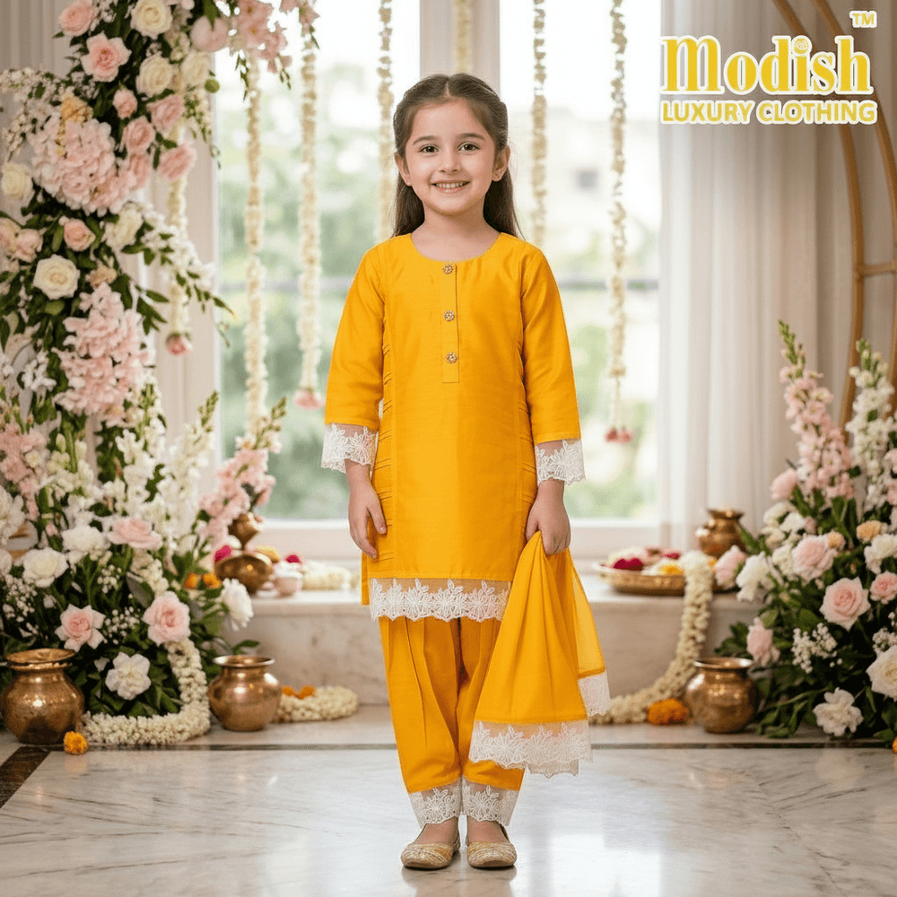 Yellow suit salwar for girls-M260224