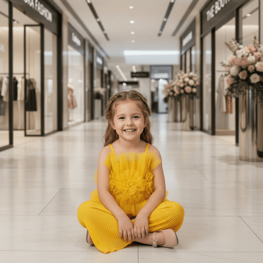 Yellow top pant for girls-M260232