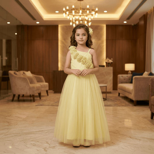 Yellow Beautiful Gown for girls-M260236