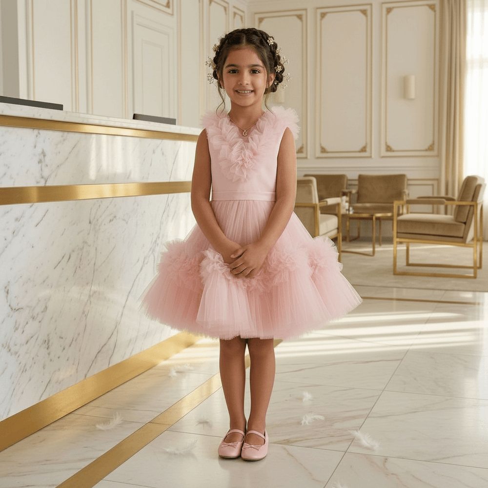 Pink Ruffle Tulle Party Dress for Girls M260246