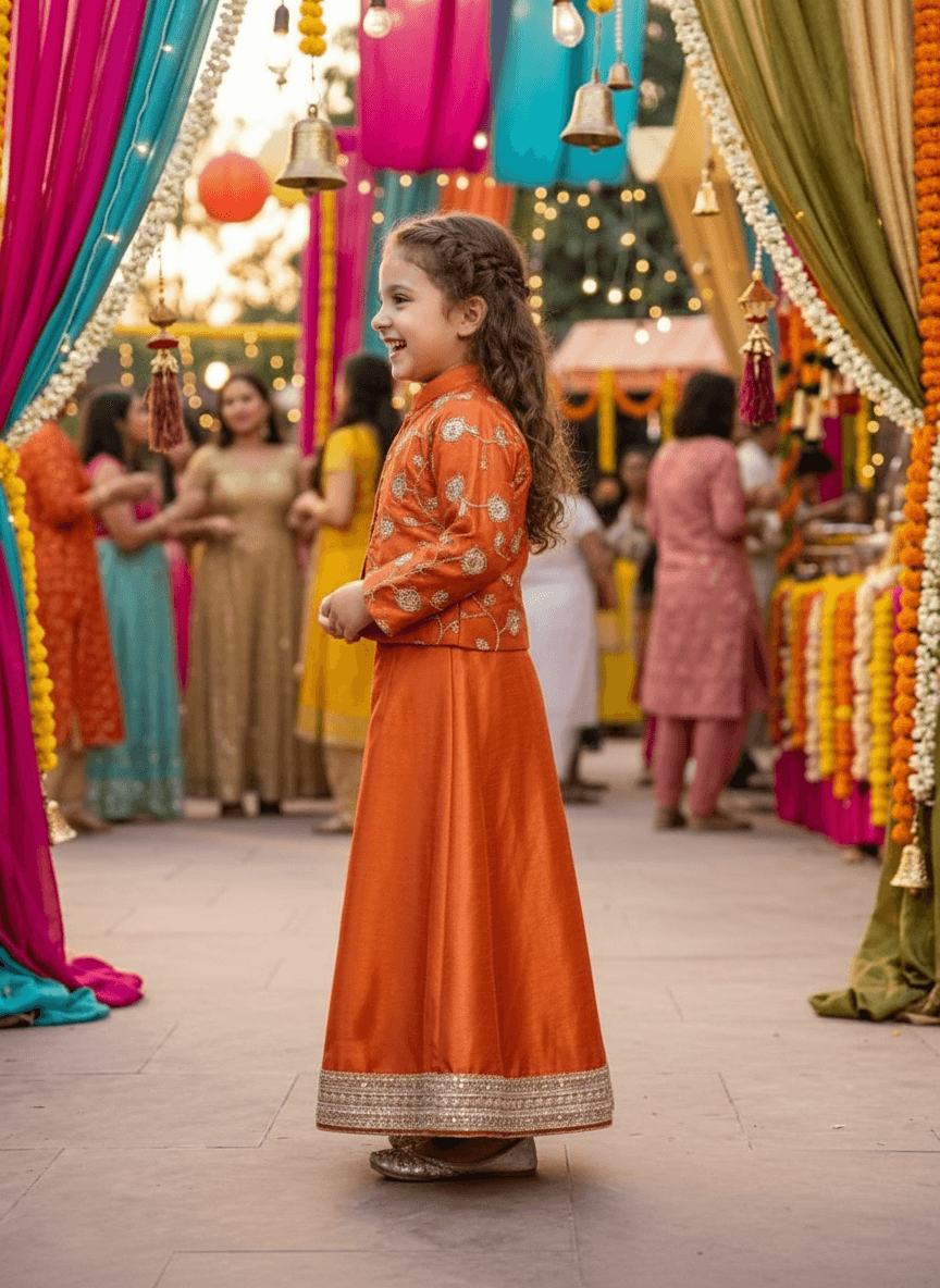 Orange Designer plazo set M260255
