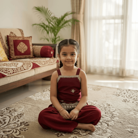 Maroon Palazzo Set for Girls M260265