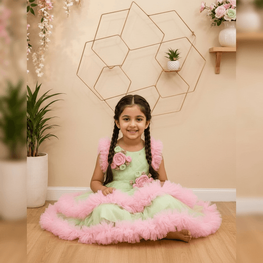 Green Party Frock for Girls M260271