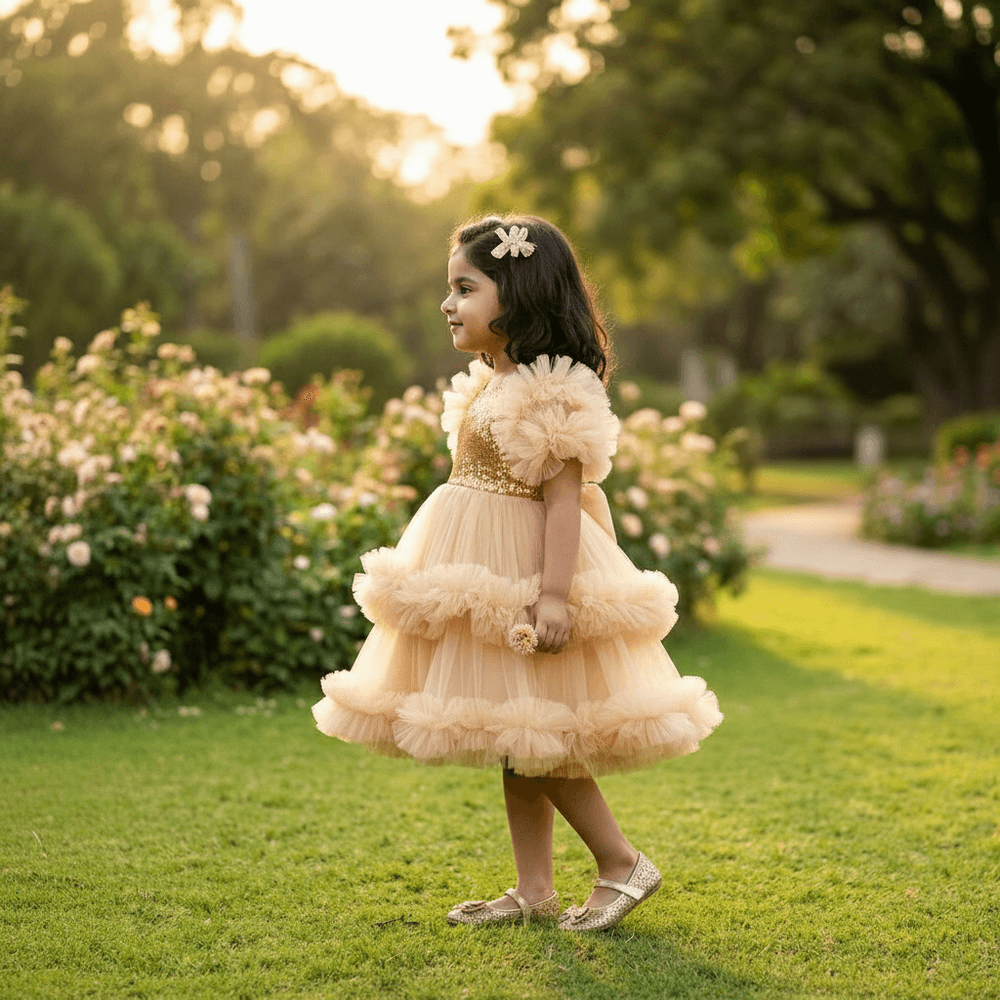 Golden Party Frock for Girls M260274