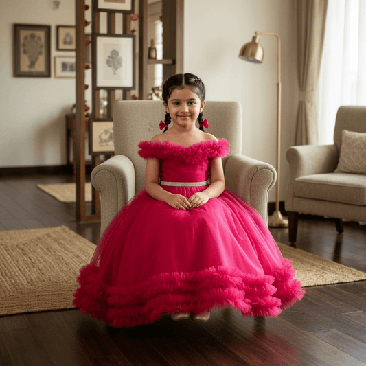 Girls Designer magenta Party Gown M260291