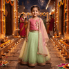 Net Crop-Top Lehenga Choli Set with Dupatta for Girls M260098
