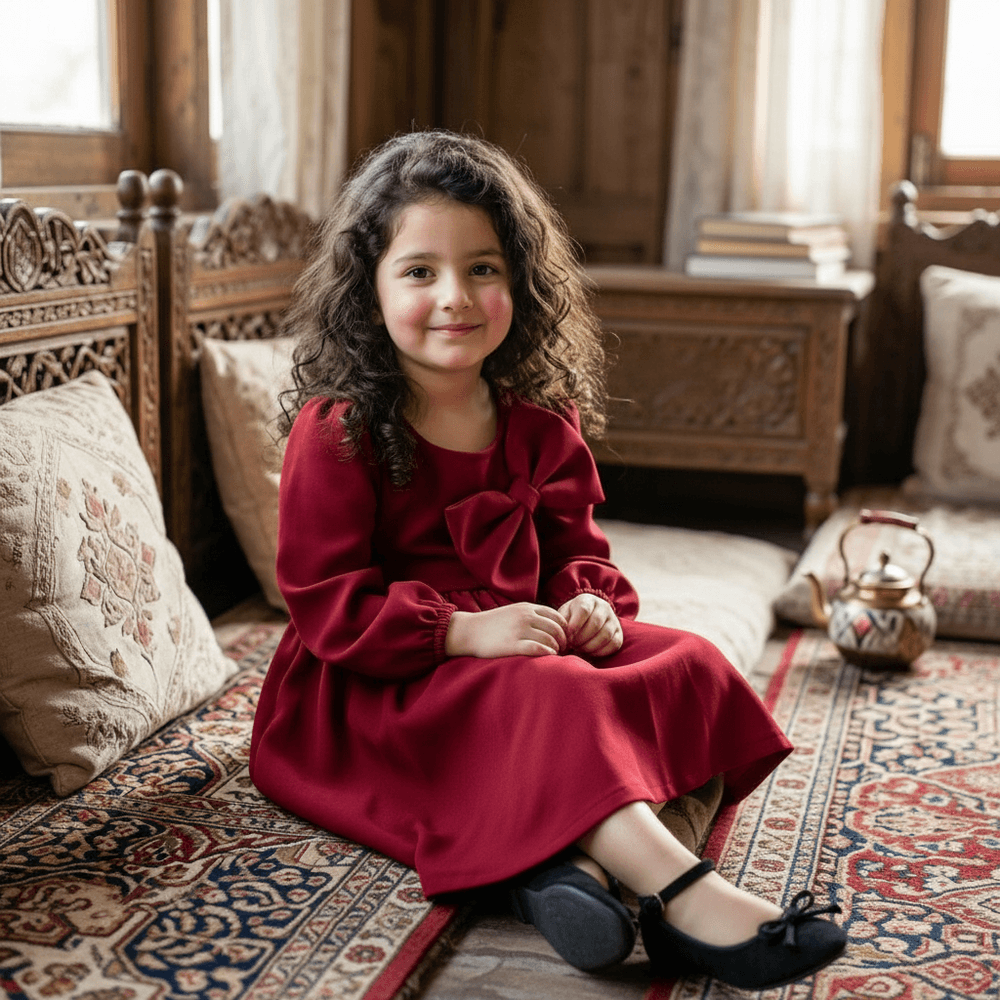 Maroon Beautiful Party Dress for Girls m260297