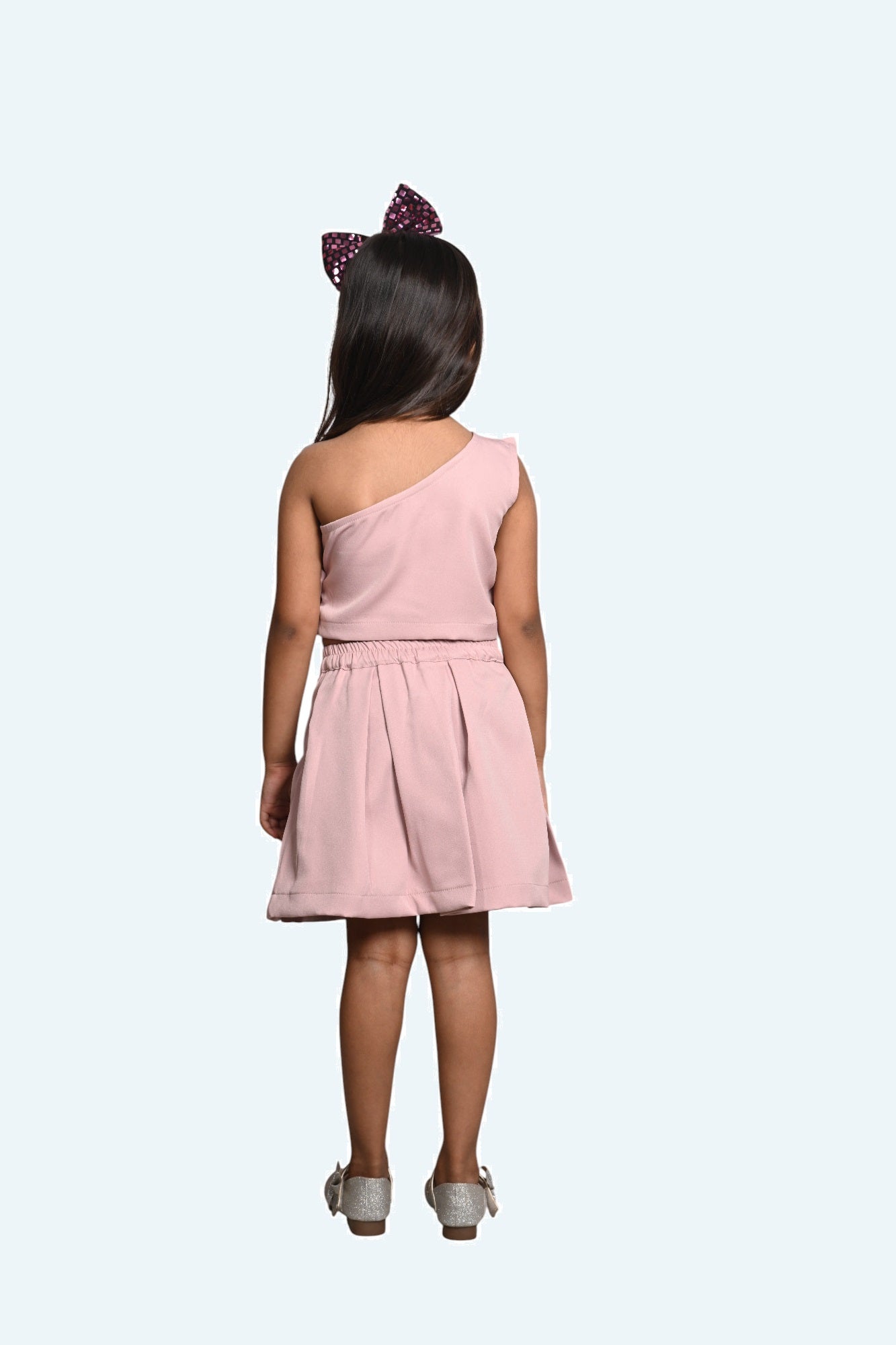 Girls one shoulder knee length coord set