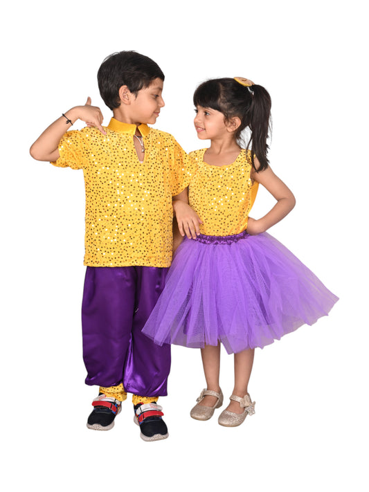 Sibling set in yellow and purple
