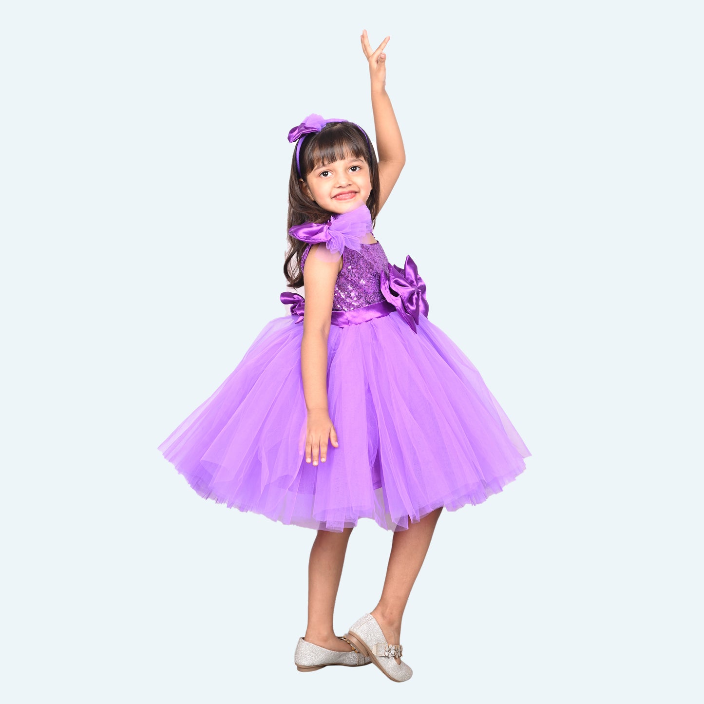 Girls Purple one shoulder Party Dress