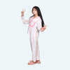 Girls white printed night suit set