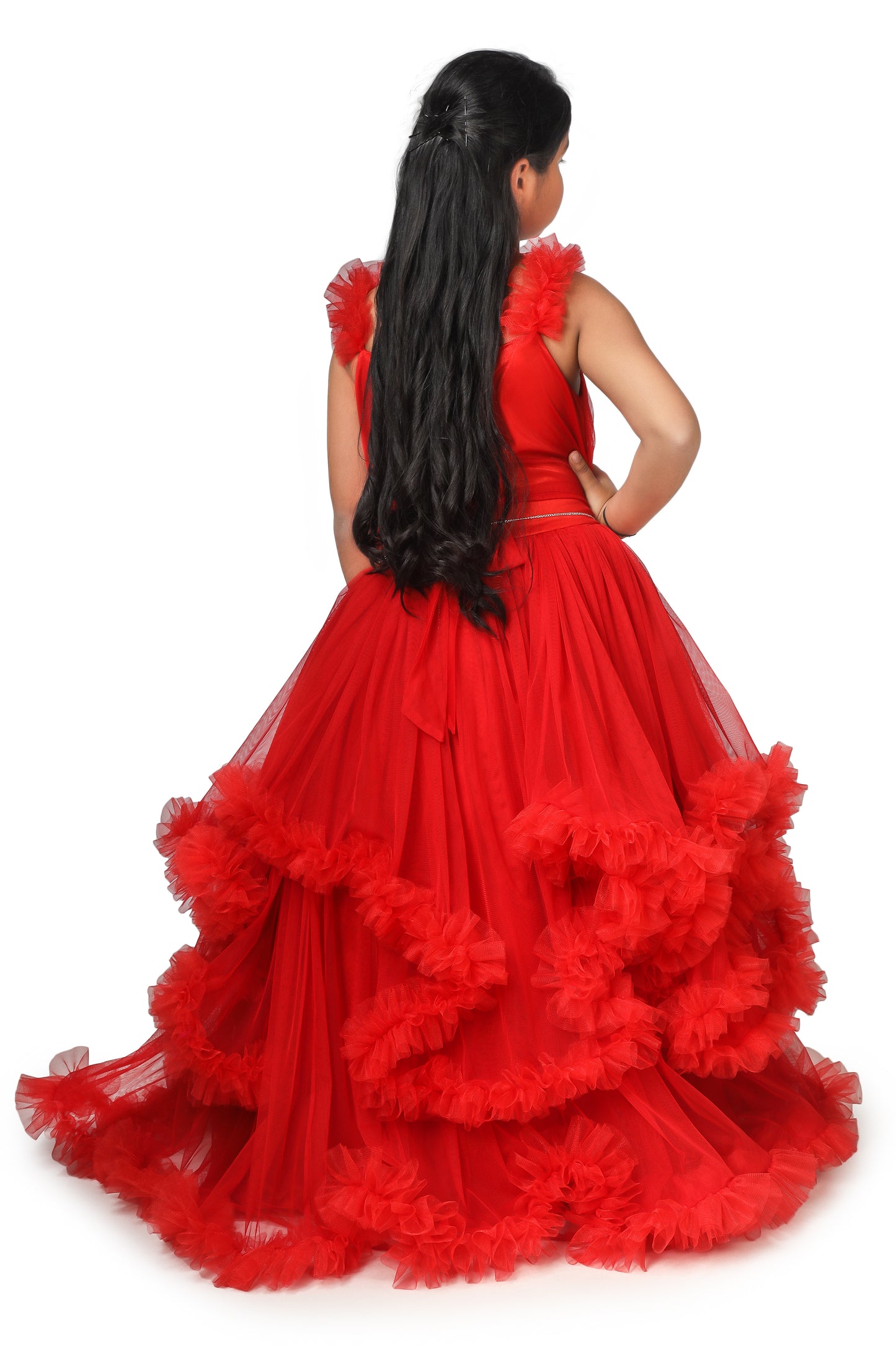 Girls Red Gown length premium dress M230901