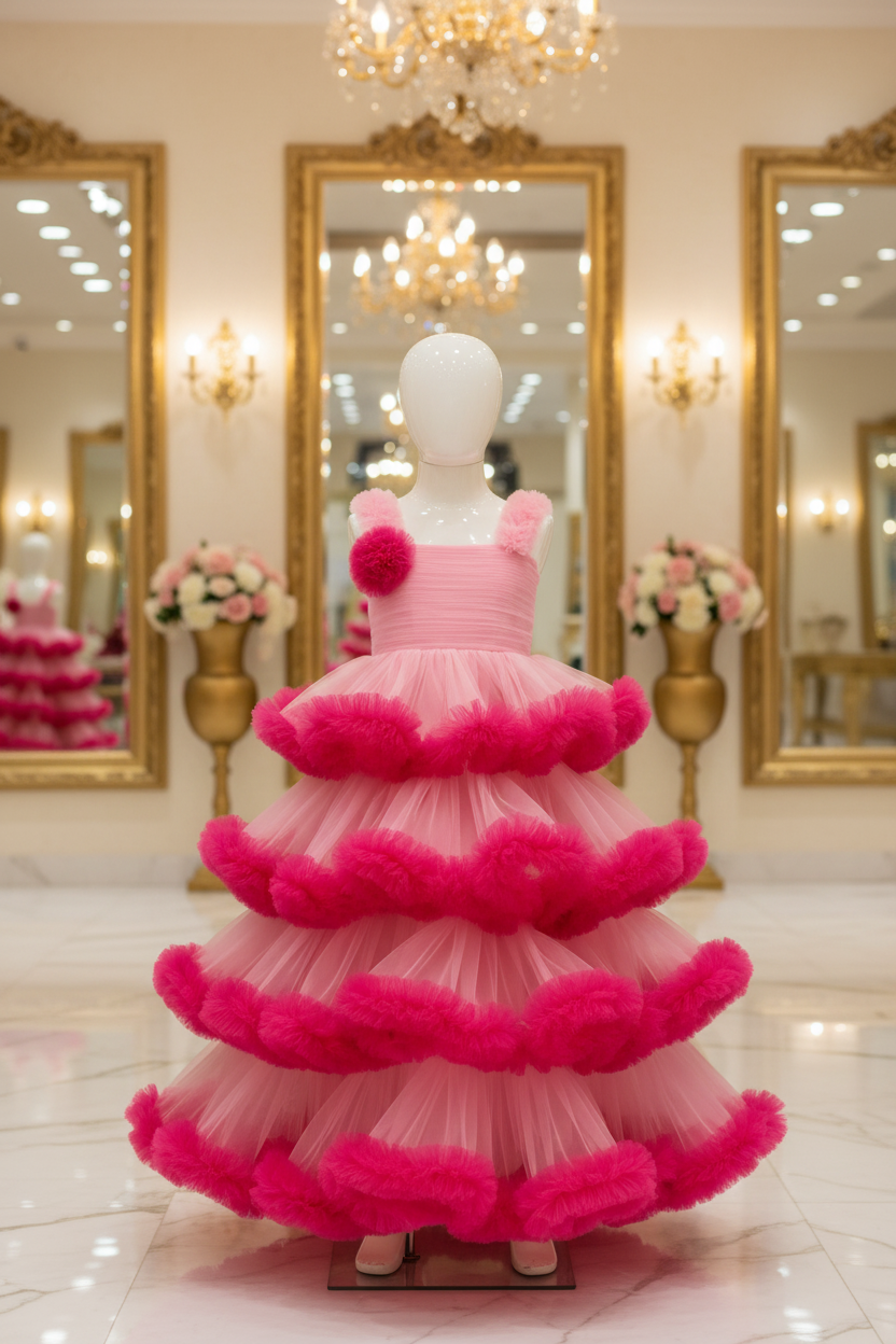 Girls Pink Gown length Party dress M230801