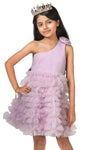 Purple One Shoulder Lilac Frilled Dress For Girls