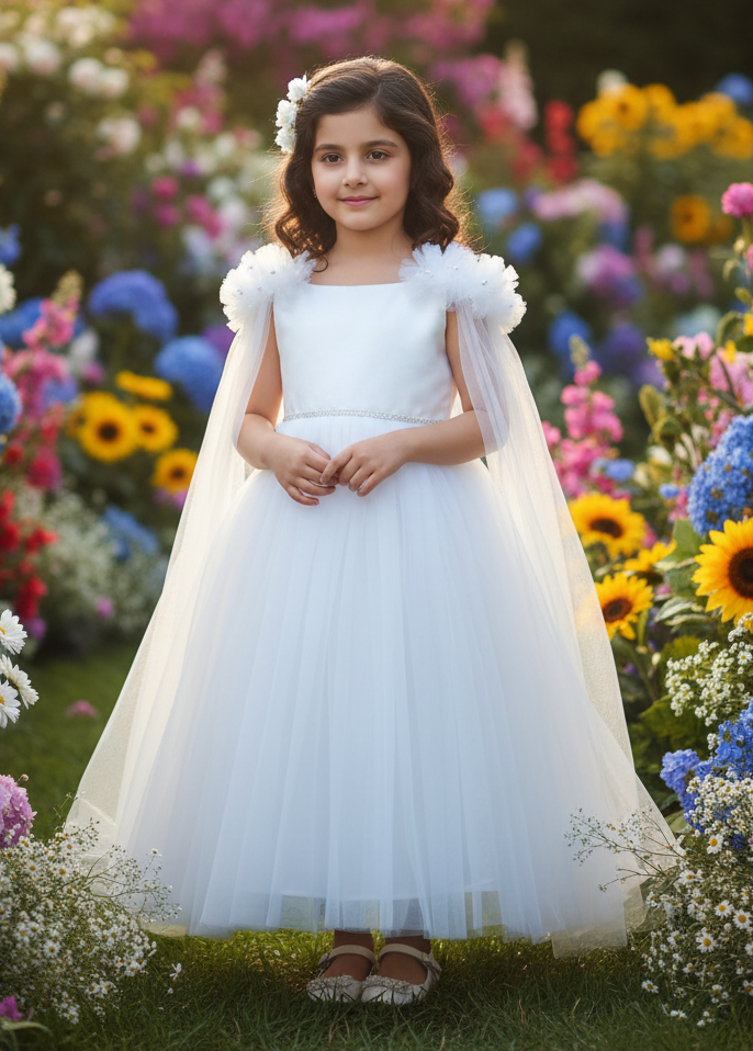 Girls champagne gown length party dress m250065