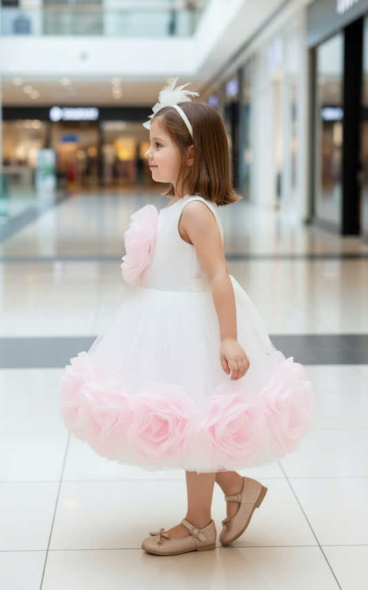 Girls white casual frock m250060