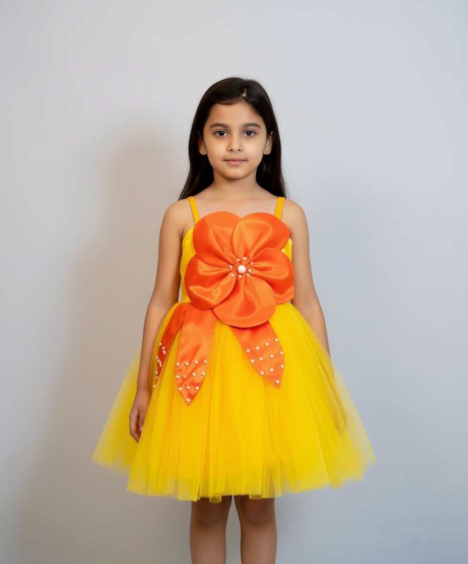 Girls trendy yellow dress m250060