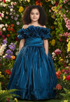 Girls teal Gown length Party frock m250287