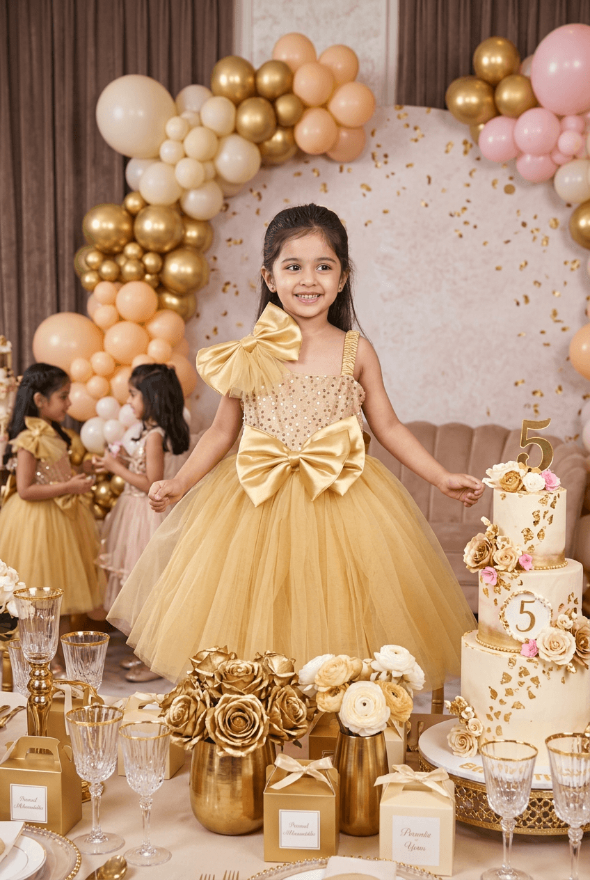 Yellow party frock for girls-M250116