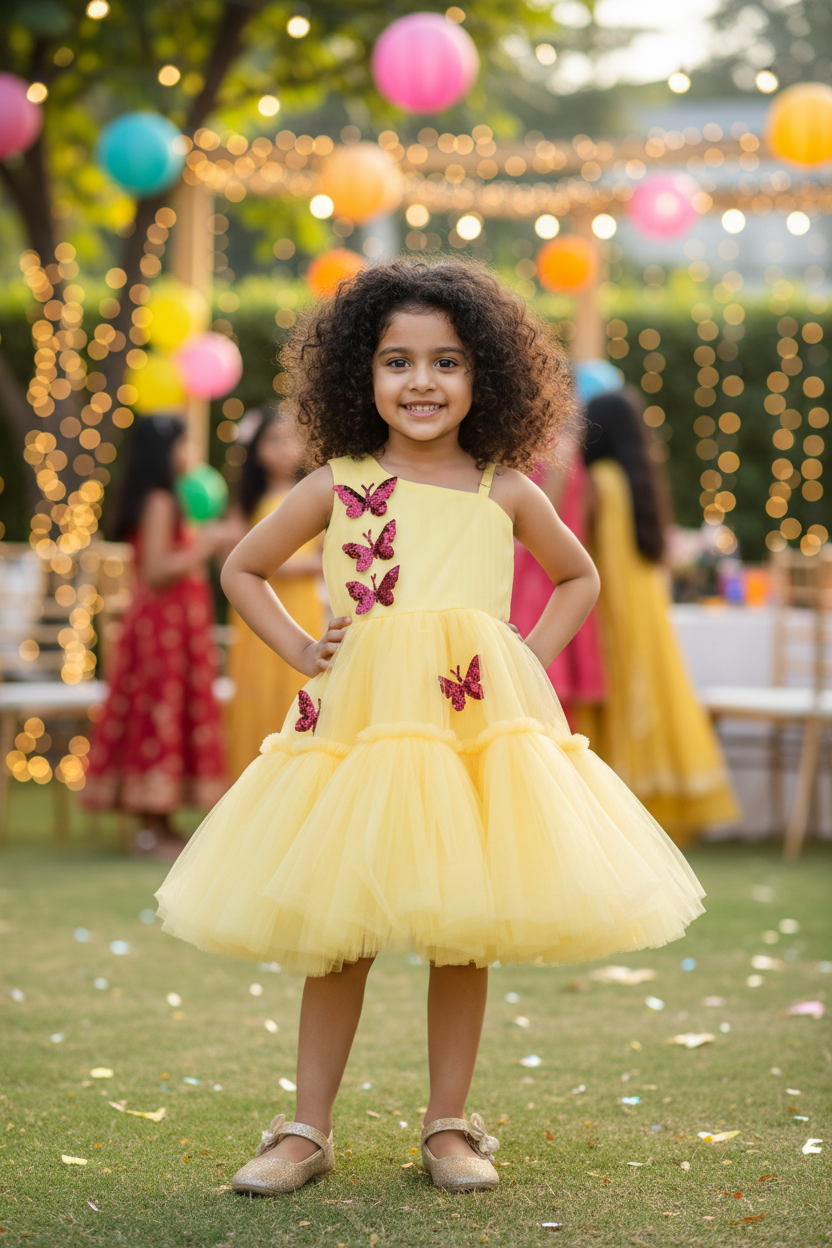 Girls yellow casual frock m250042