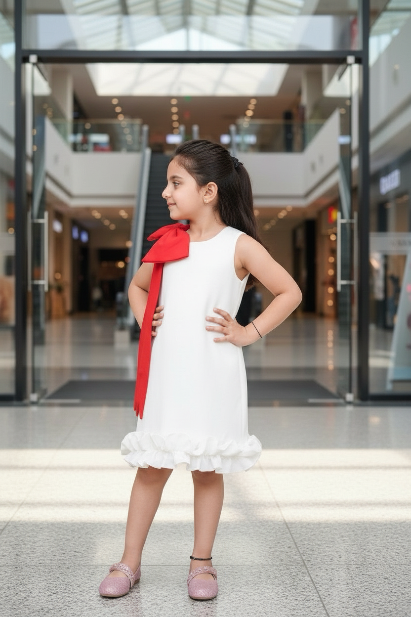 Dresses for girls white frock m250079