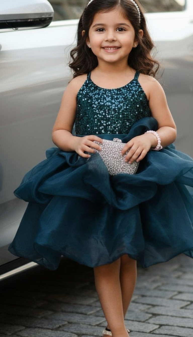 Childrens Party Dresses green frock m250108