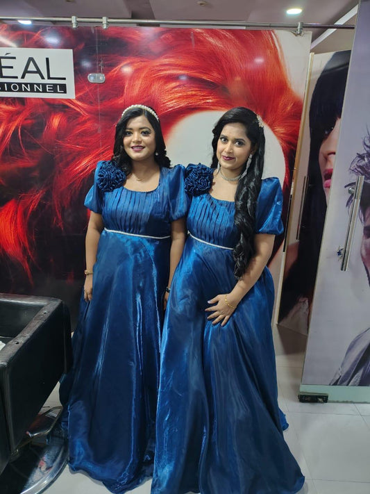 Mother Daughter twining dress in Teal Blue M259002