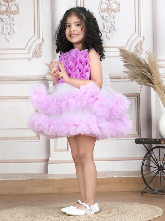 Girls purple Knee length Party frock