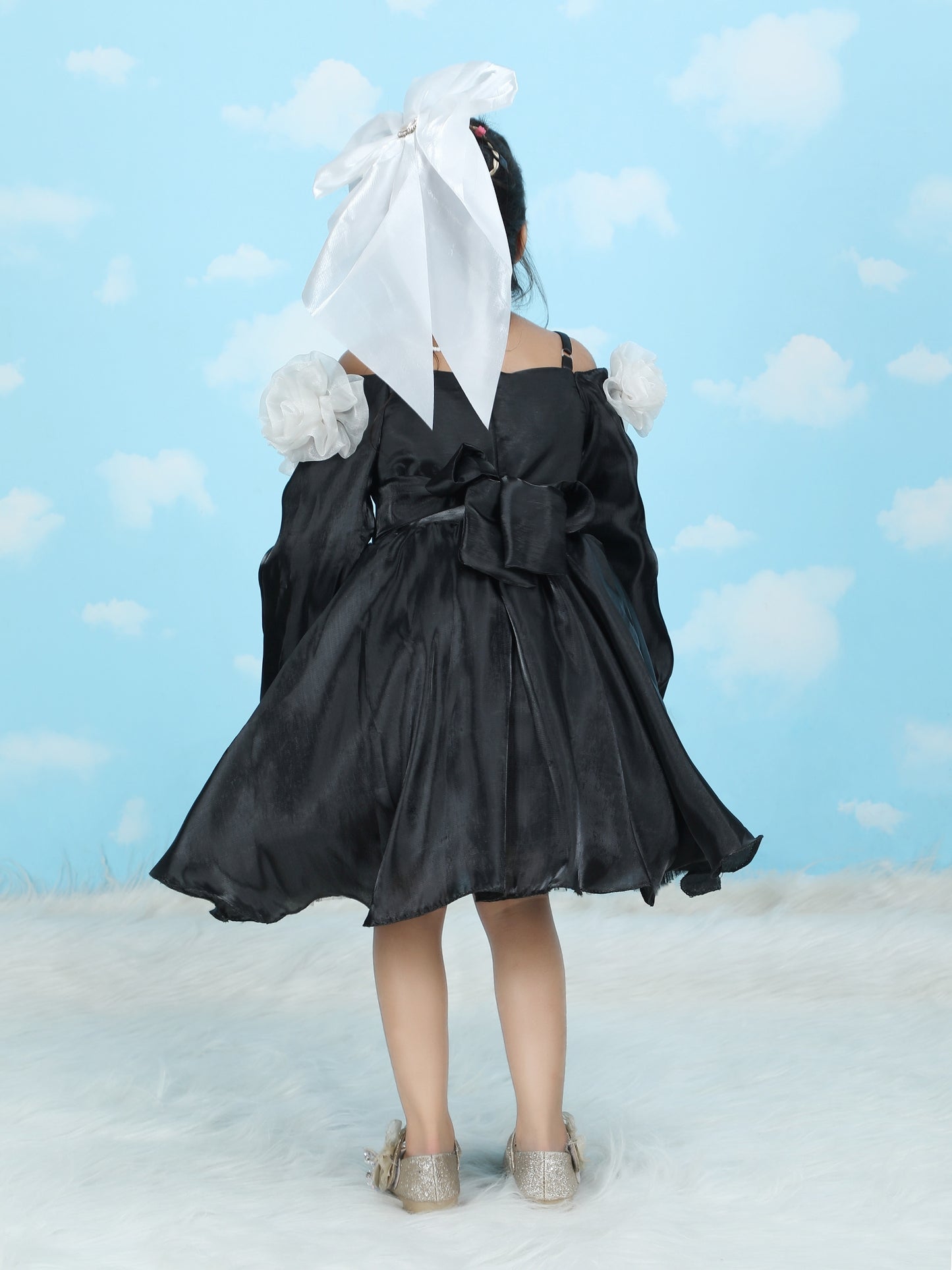 Girls black Knee length Party frock