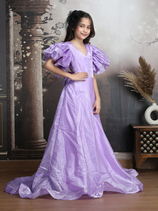 Girls purple Gown length Party dress m250290