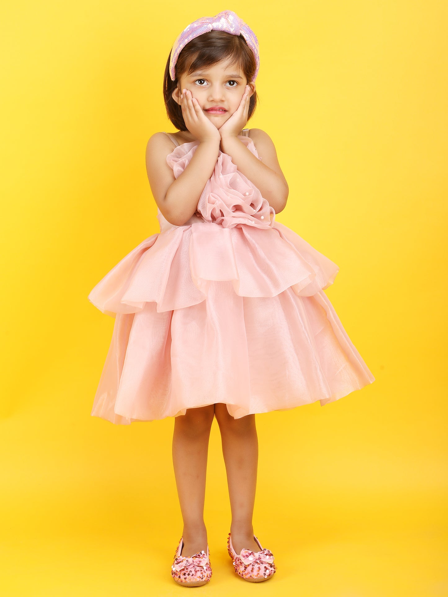 Girls champagne Party frock m240016