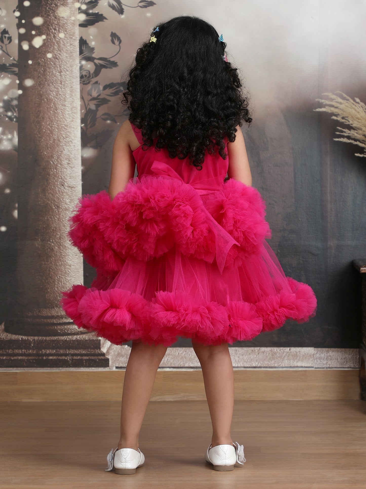 Girls magenta Knee length Party frock