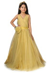 Girls gold Gown length dress M230901