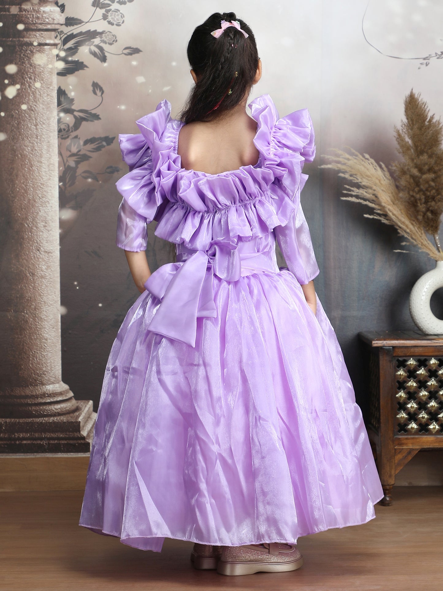 Girls purple Gown length Party dress m250289