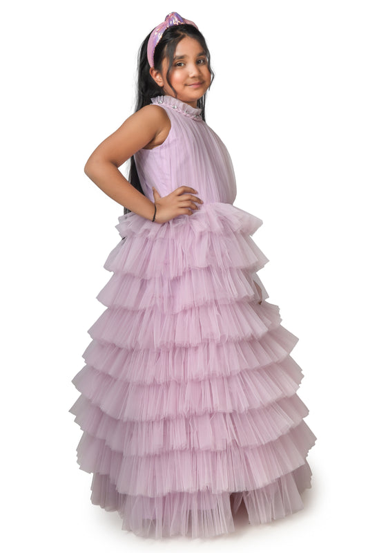 Girls purple gown length dress M230701