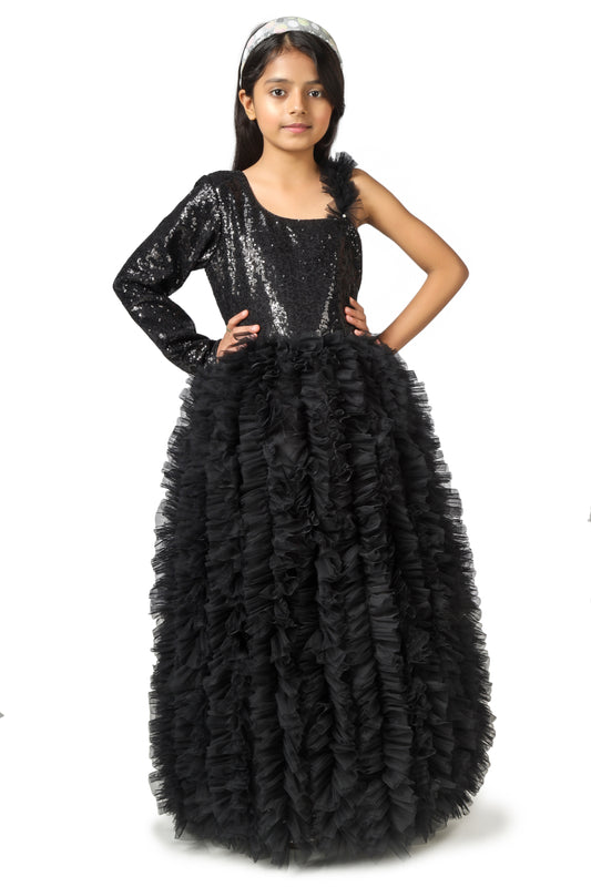Girls Black Gown length dress M230901