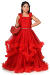 Girls Red Gown length premium dress M230901