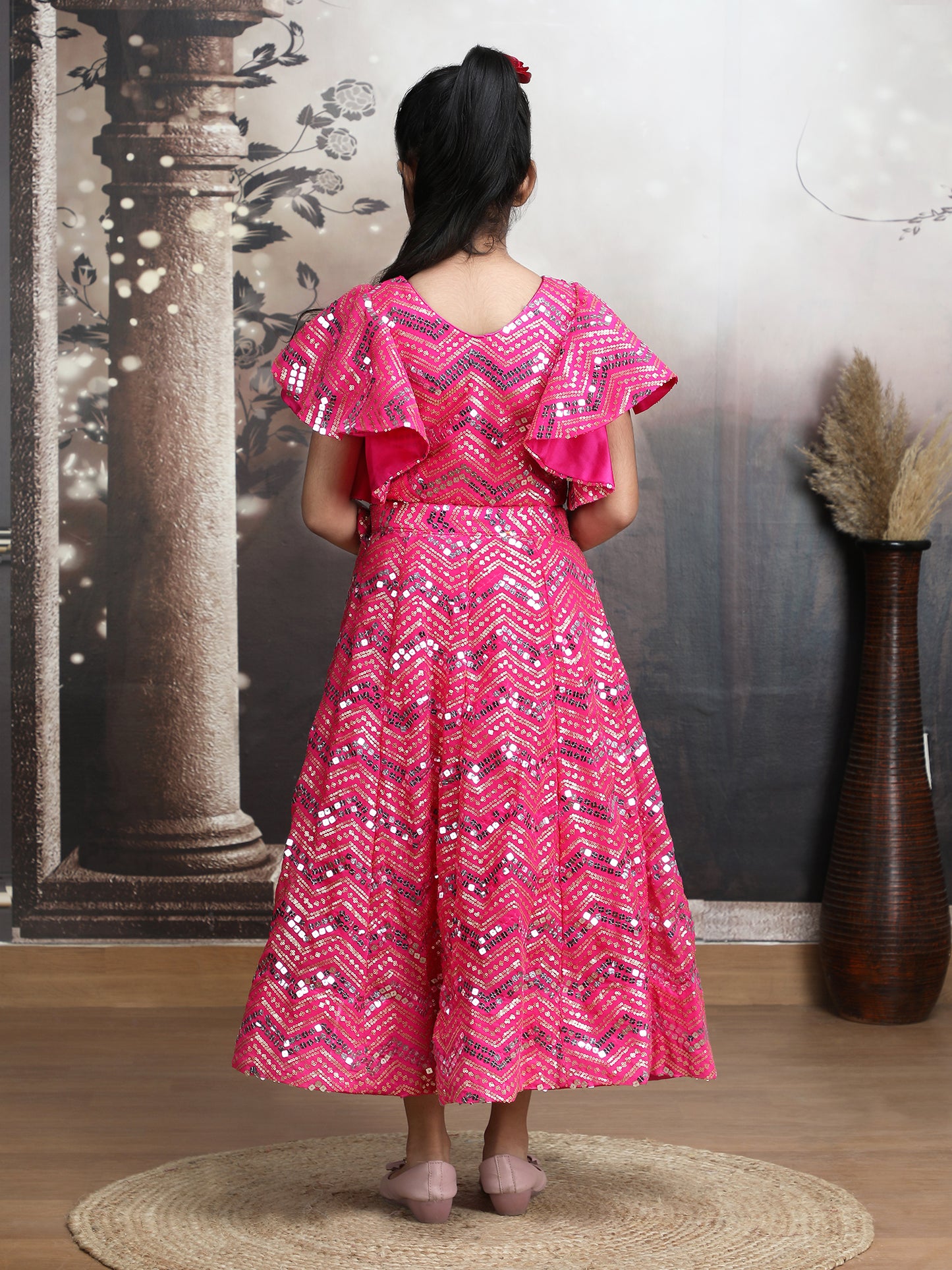 Girls Magenta Party Dress