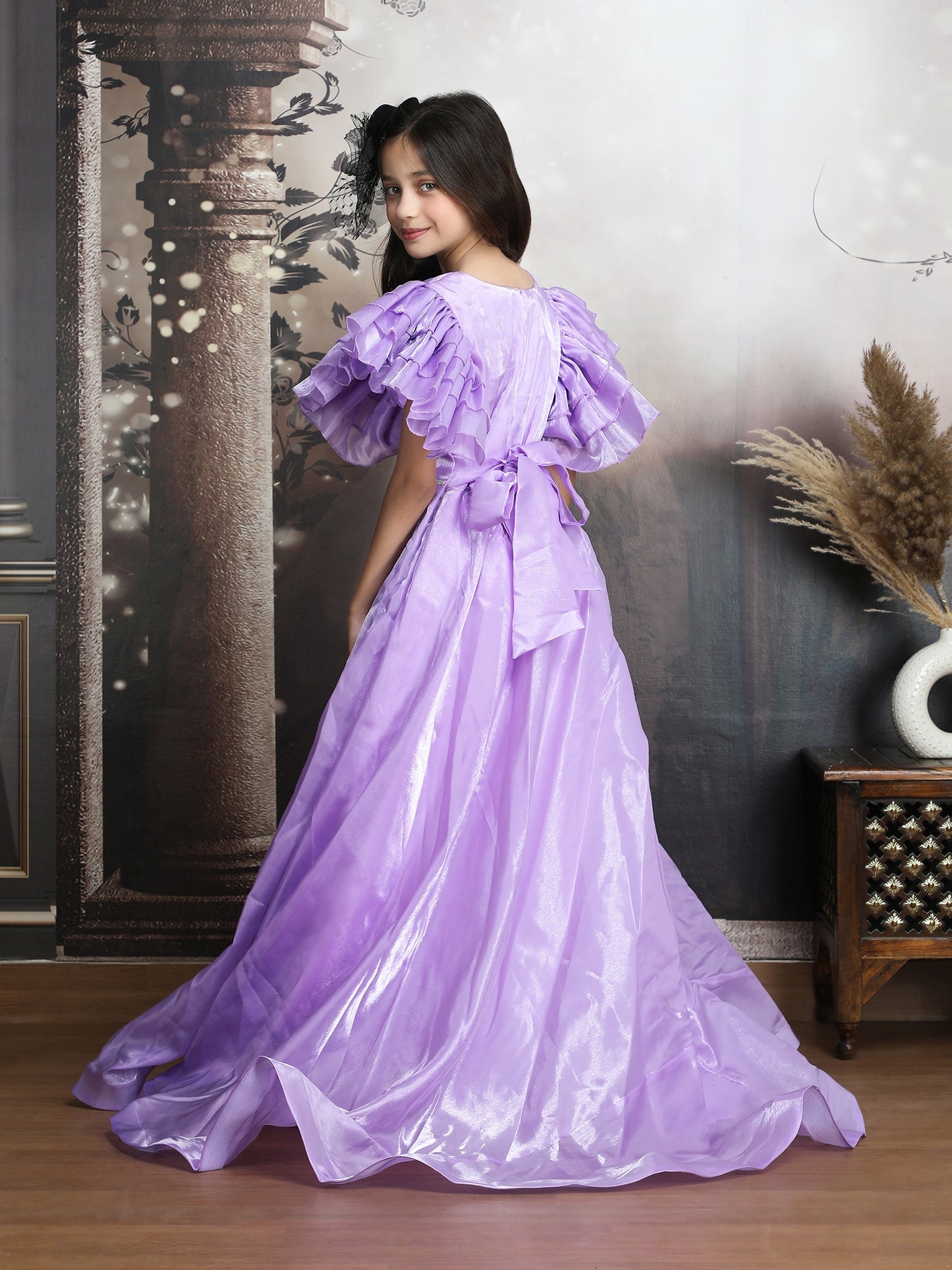 Girls purple Gown length Party dress m250290