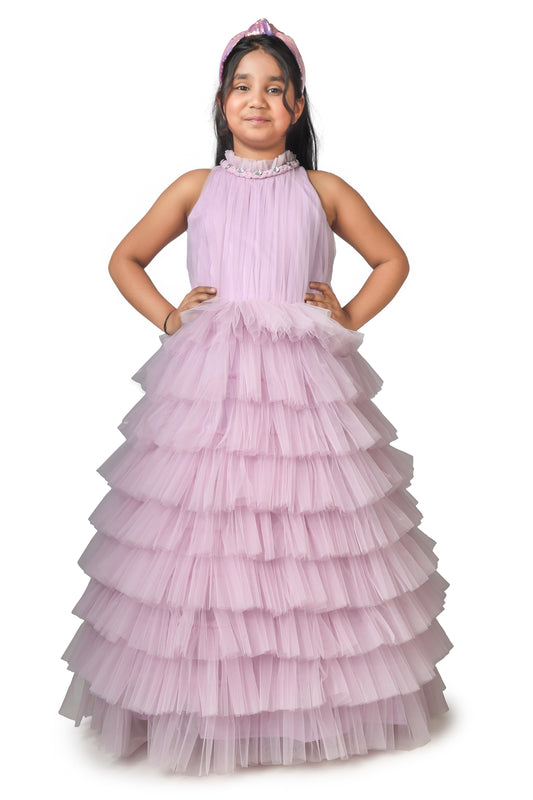 Girls purple gown length dress M230701